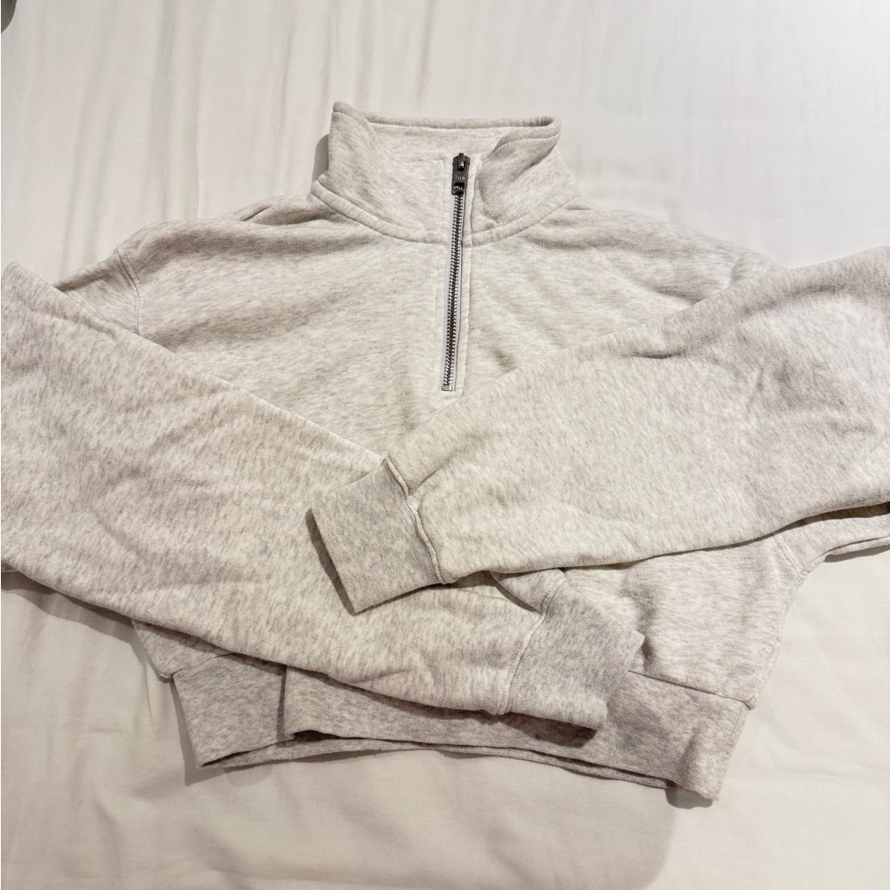 TNA Light Gray Zip-Up Sweater